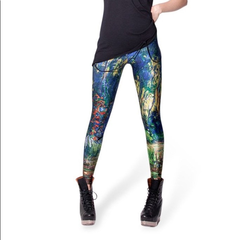 Blackmilk Monet Lilies Leggings Sz M